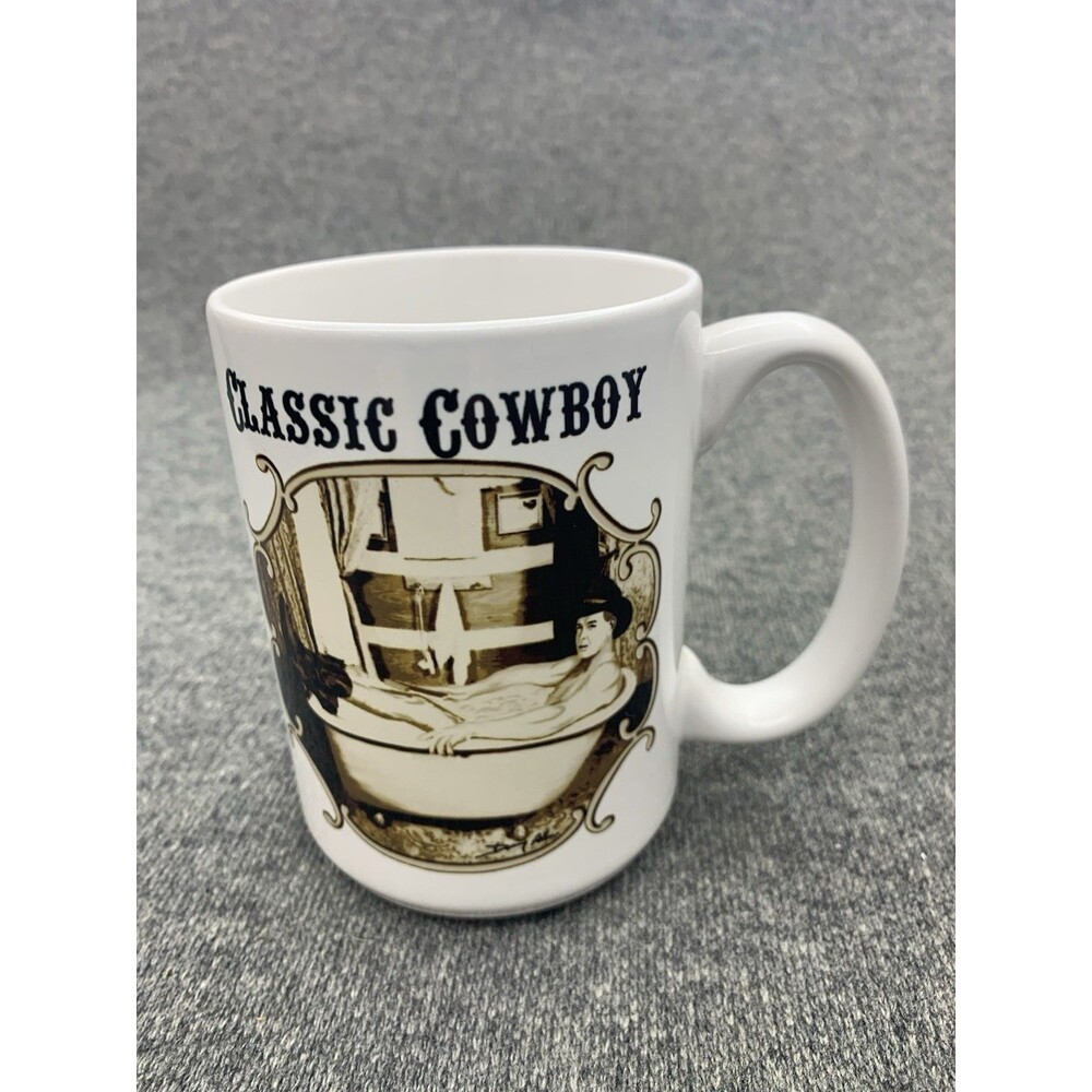 Ceramic 12 oz. Western Classic Cowboy With Boots And Hat In Bath Tub